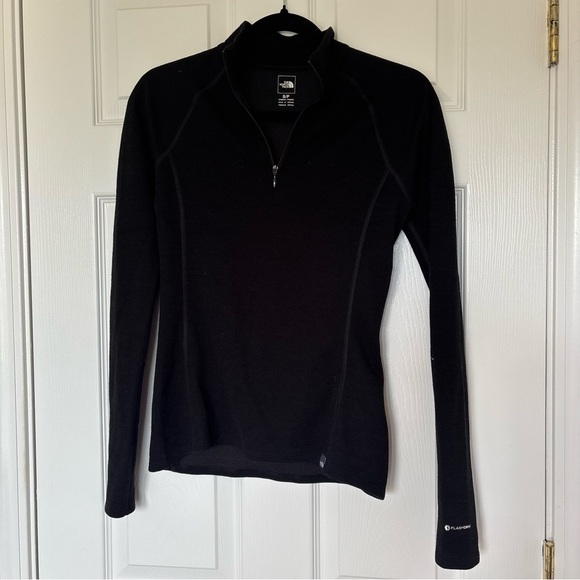 The North Face Women's Flash Dry Black Quarter Zip Size Small Merino Wool Blend - Picture 1 of 7